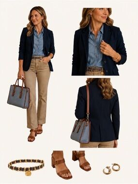💙 J.Crew Navy Chino Classic Blazer | Cotton Tailored Jacket | Size S